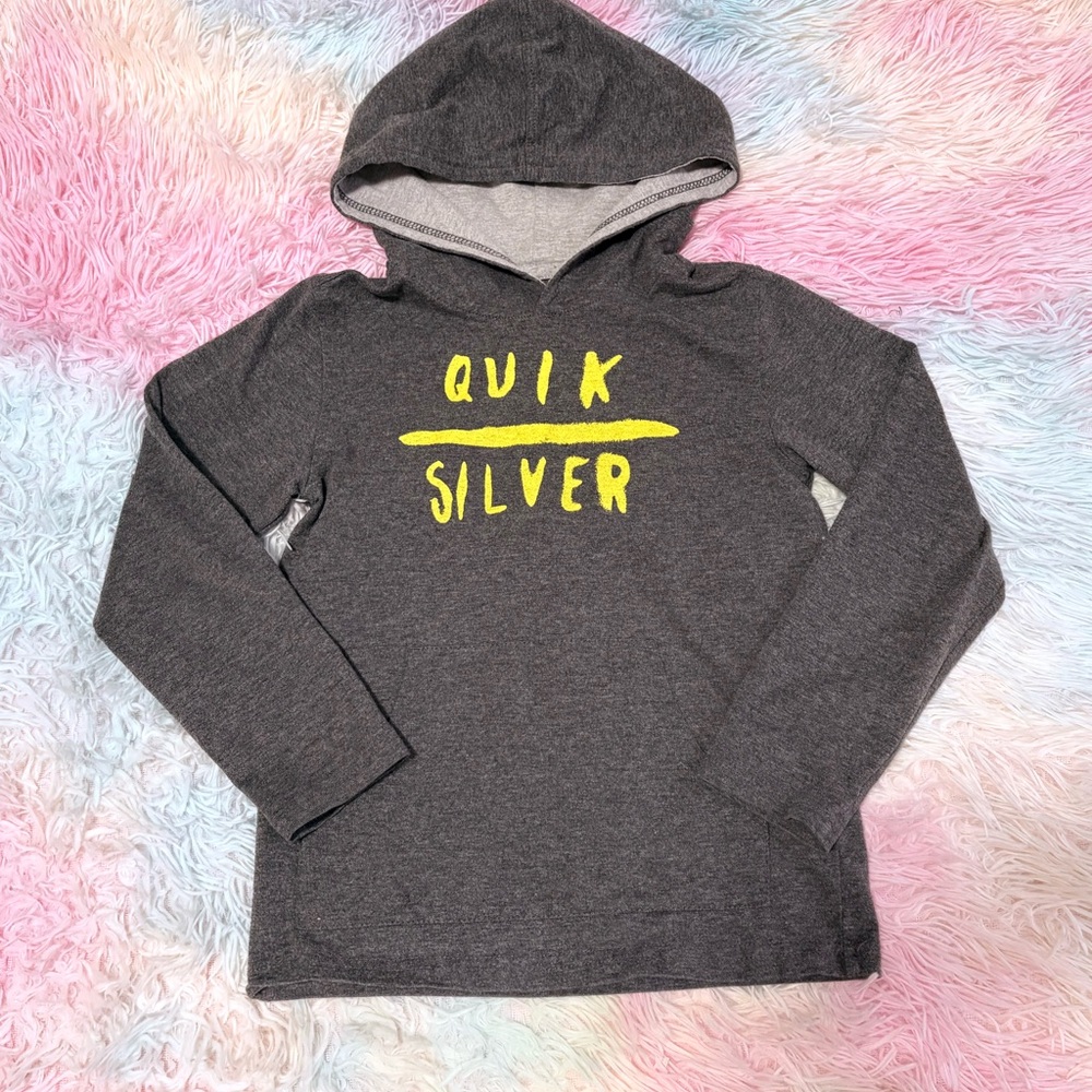 Quiksilver Kids Charcoal Hoodie with Neon Yellow Accents